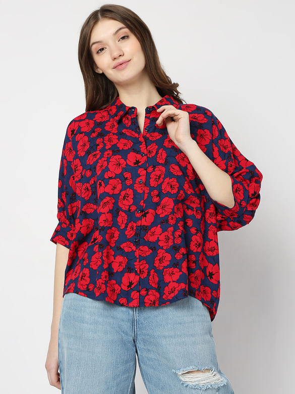 Red Floral Print Shirt