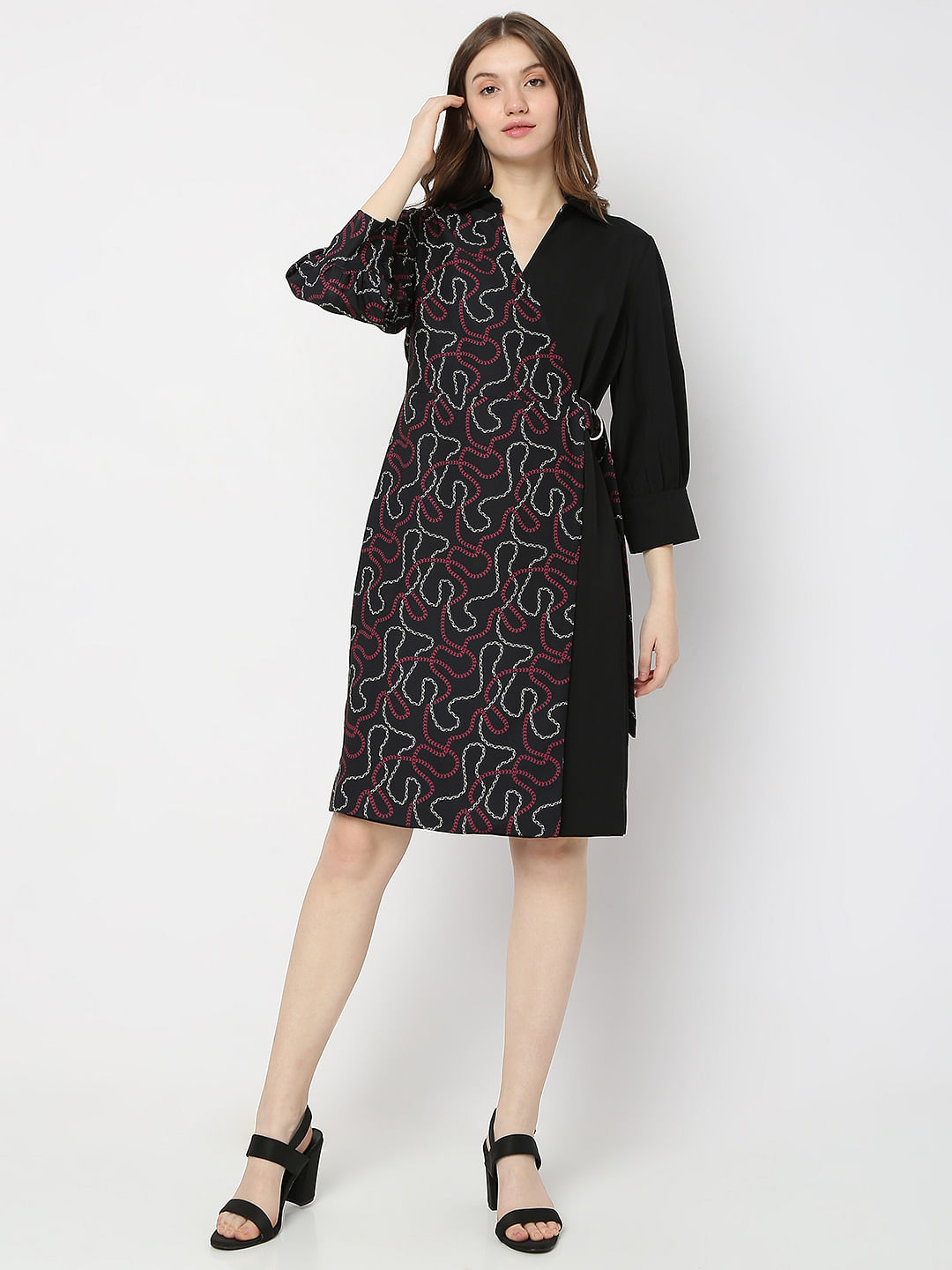 Black wrap shirt sales dress