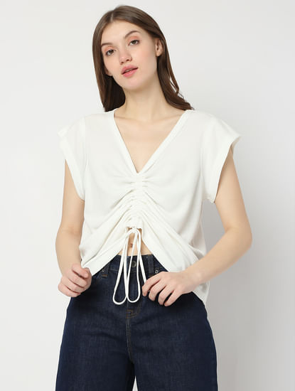 White Ruched T-shirt
