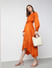 Orange Asymmetric Midi Dress