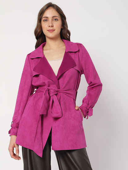 Pink Suede Trench Coat