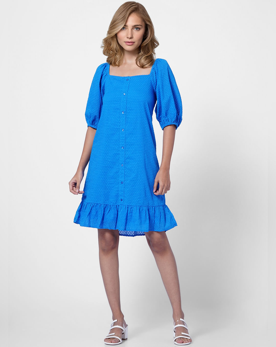 Buy Blue Textured Dress For Women Online India |
