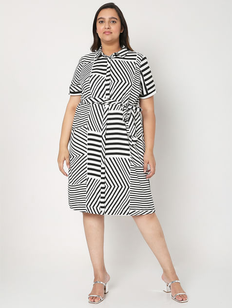 White & Black Striped Dress