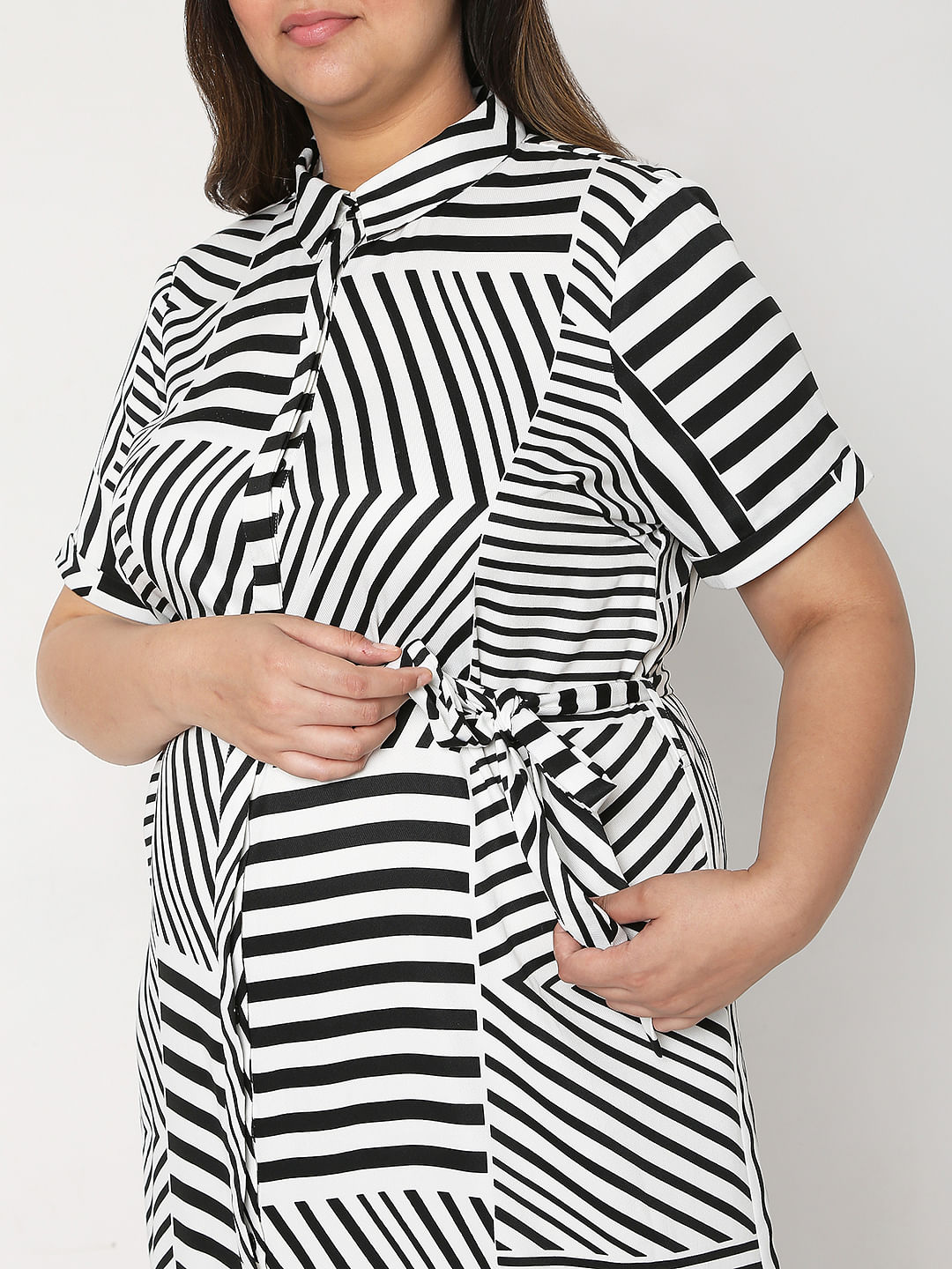 Short linen and striped summer dress  Mati