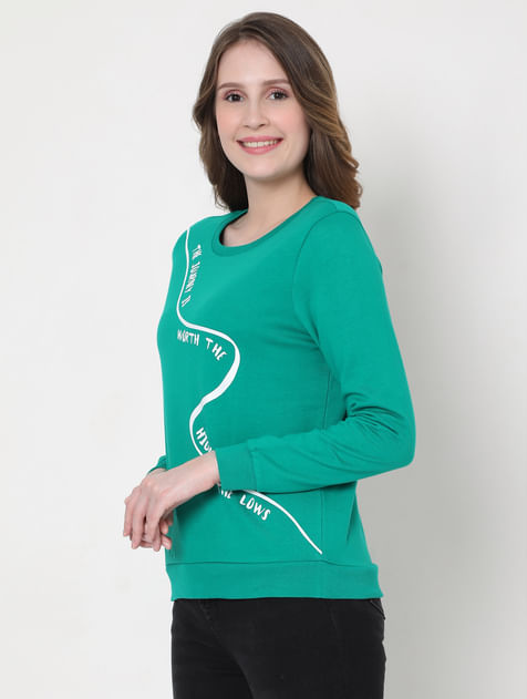 Green Typographic Print Sweatshirt