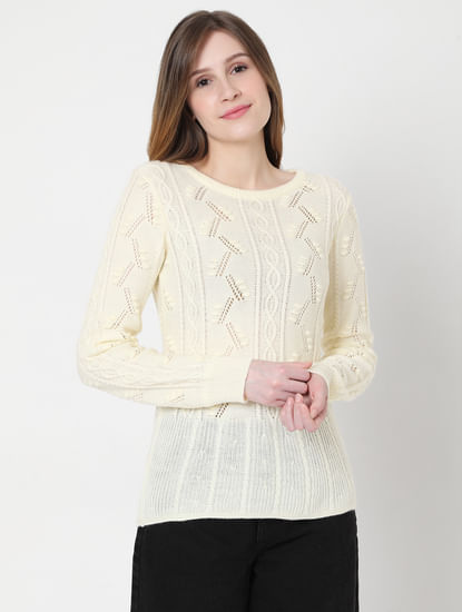 Beige Textured Sweater
