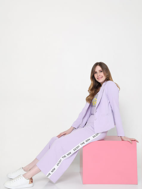 Lilac Mid Rise Tape Detail Culottes