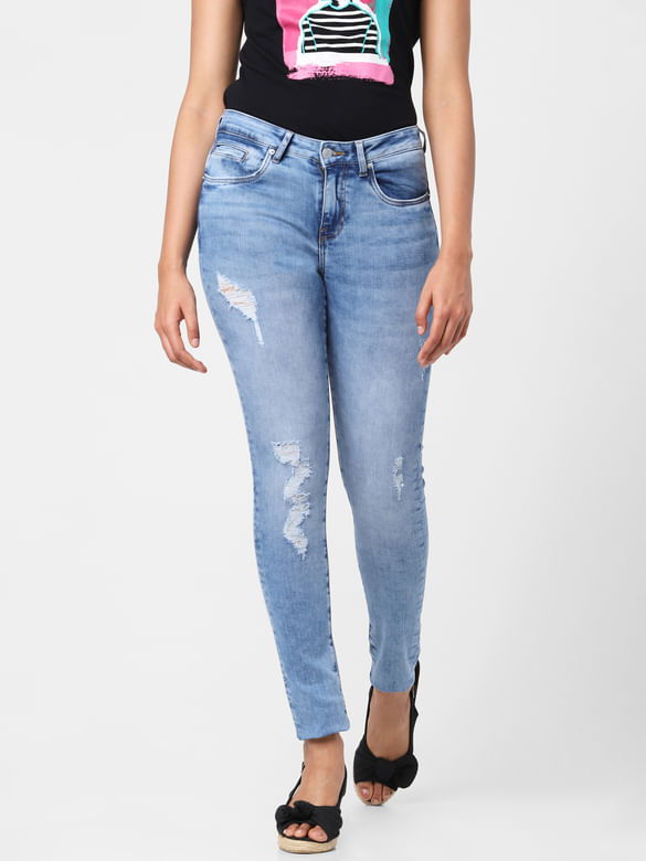 Light Blue Distressed Pushup Wendy Skinny Jeans