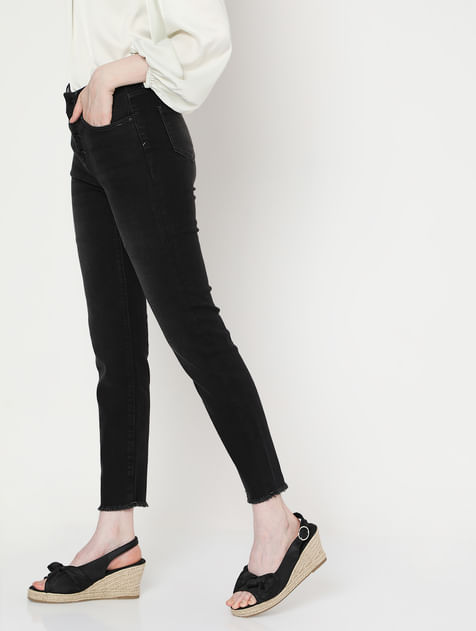 Grey Buttoned Wendy Skinny Fit Jeans