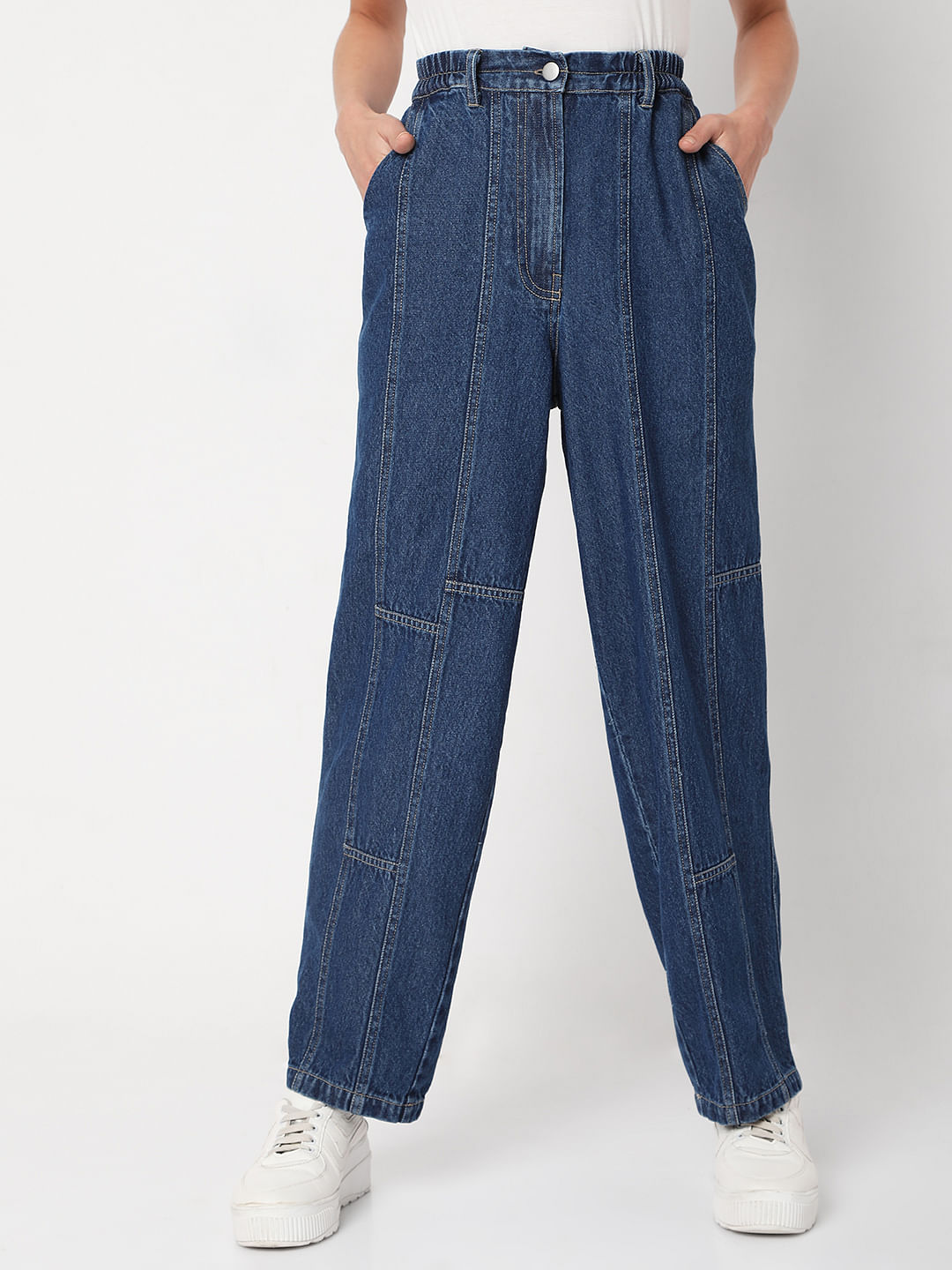 Girls Mid Blue Wide Leg Denim Jeans | Primark