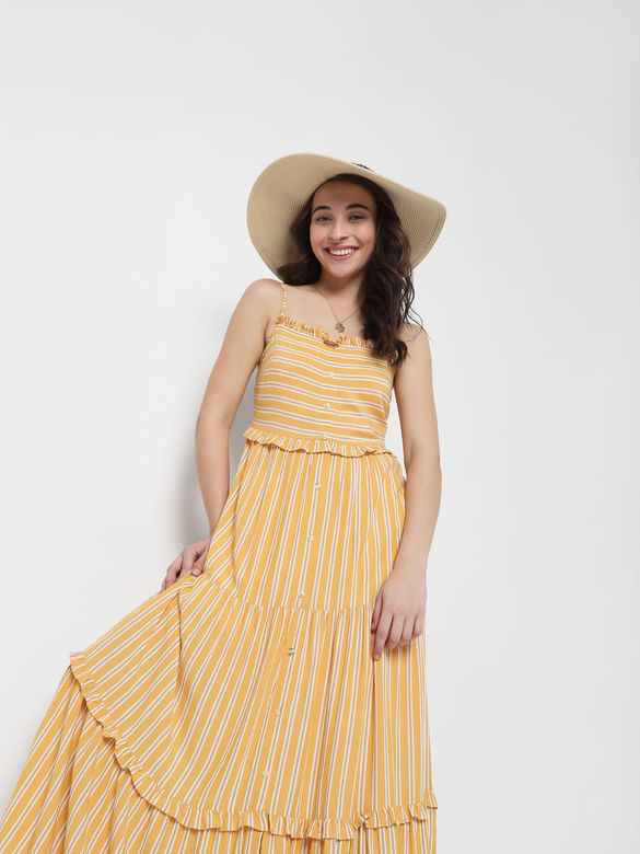 Yellow Striped Maxi Dress