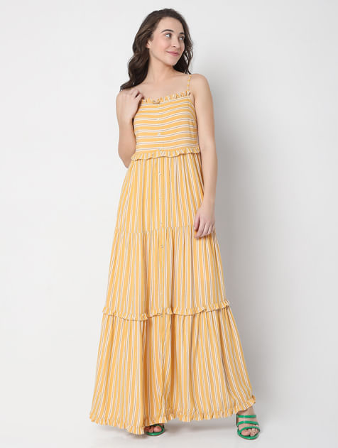 Yellow Striped Maxi Dress