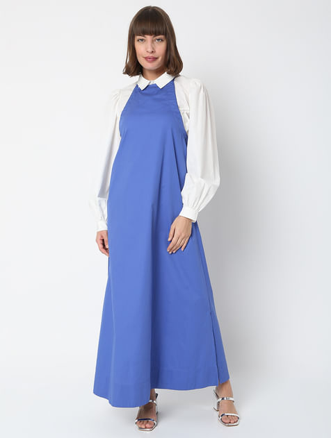 Blue Halter Neck Maxi Dress