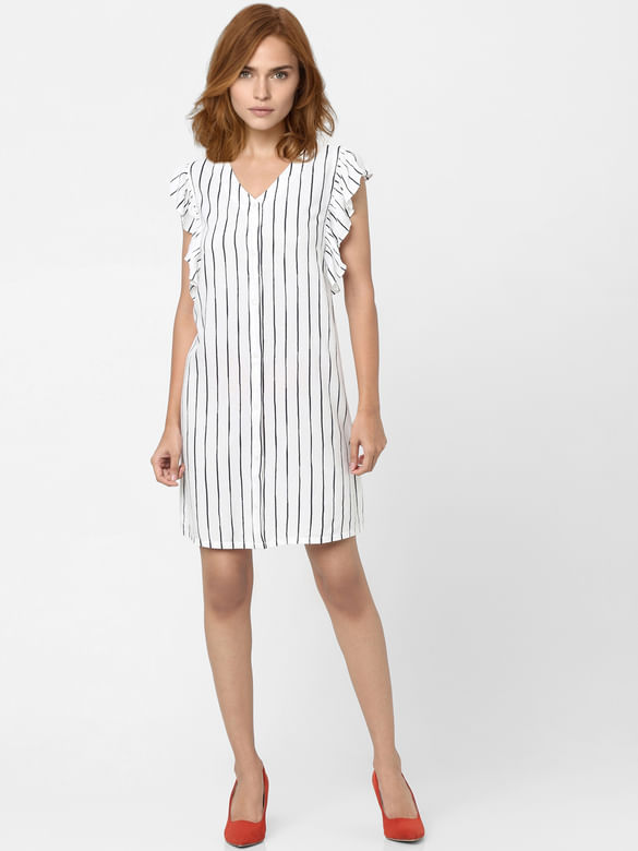 White Striped Shift Dress