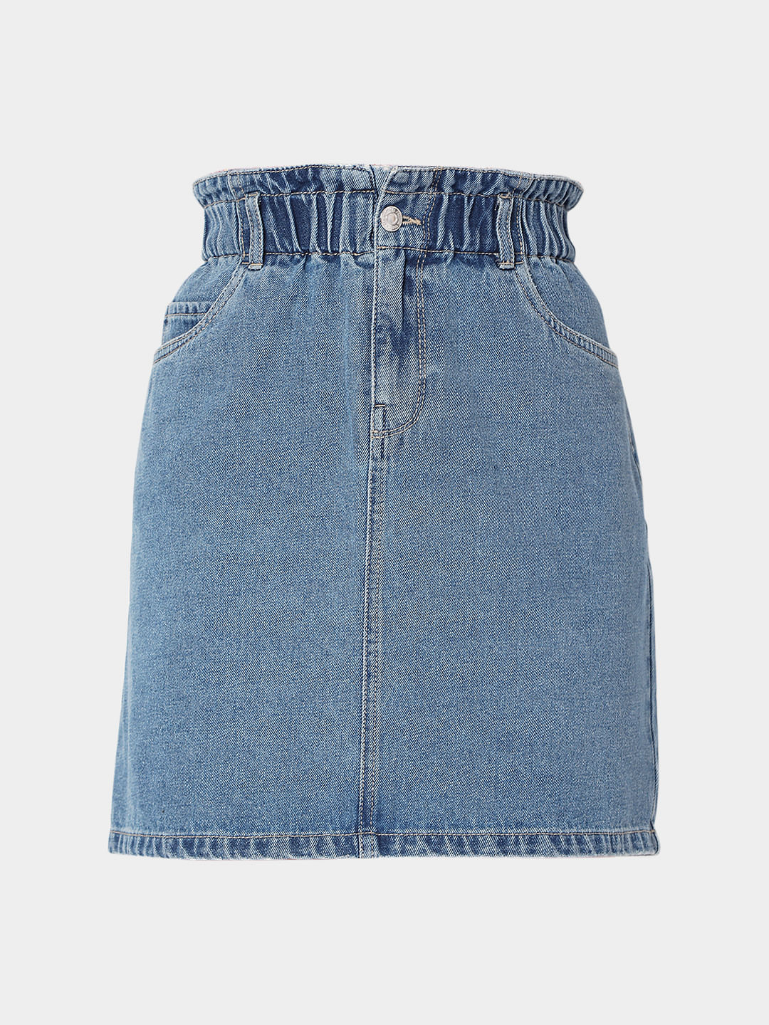 Button Up Short Denim Skirt丨Urbanic