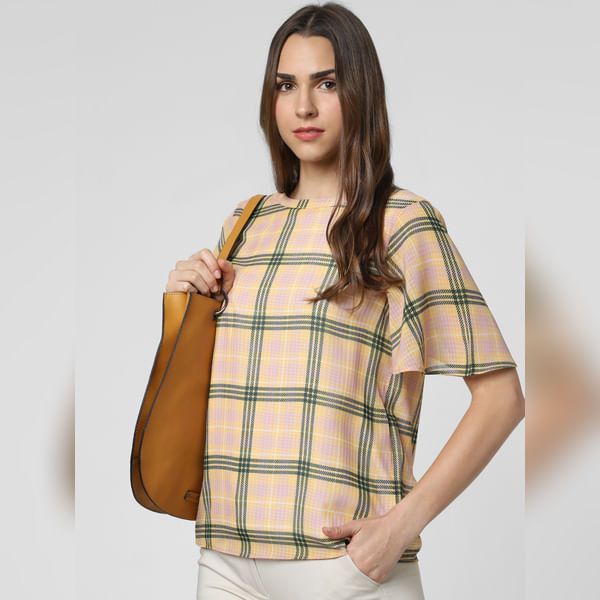 BESTSELLER CLOTHING Yellow Check Top