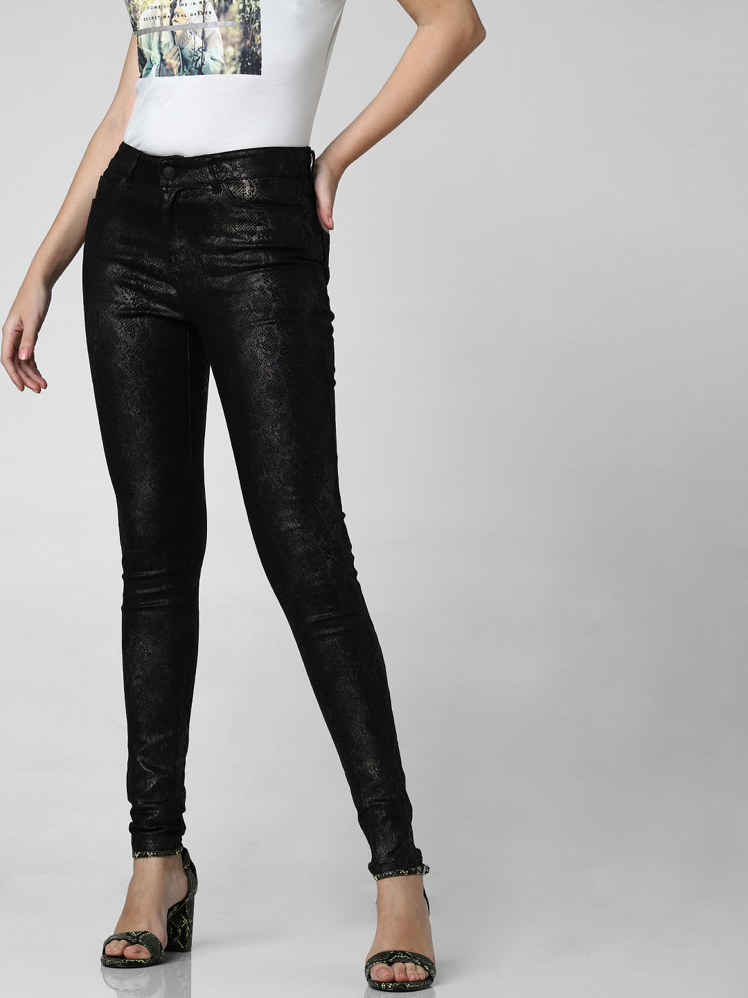 black snake print jeans