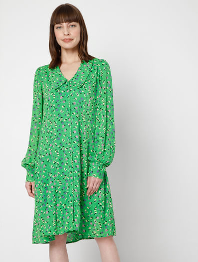 Green Floral Shift Dress