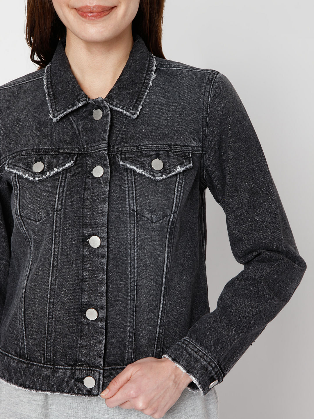 Tall Women's LTS Black Button Through Denim Jacket | Long Tall Sally