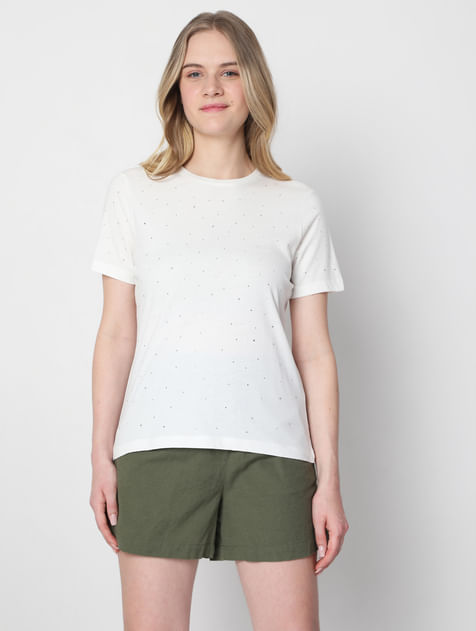 White Embellished T-shirt