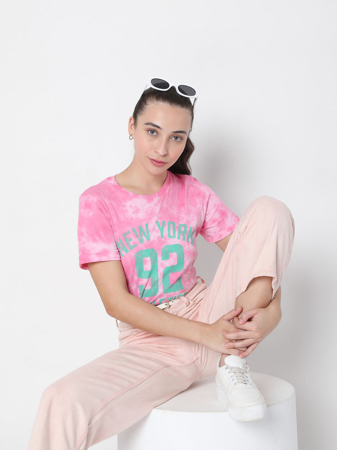 Womens Clothing Tops T-shirts Pink MarquesAlmeida Cotton Tie Dye Asymetric T-shirt in Pink/Tie Dye 
