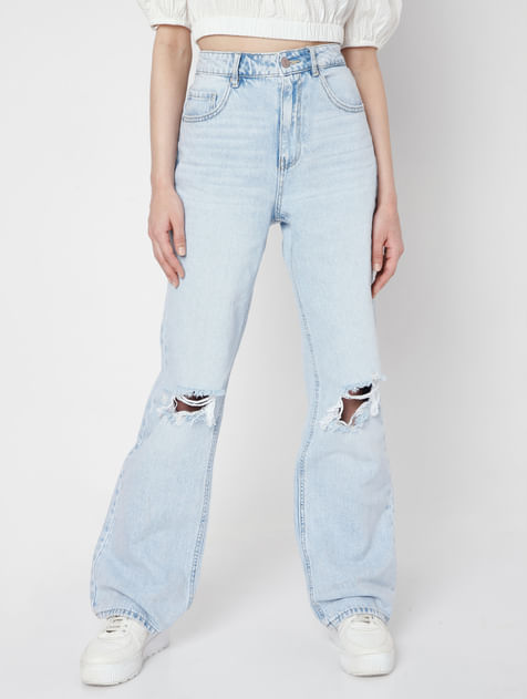 Light Blue Ripped Loose Fit Jeans