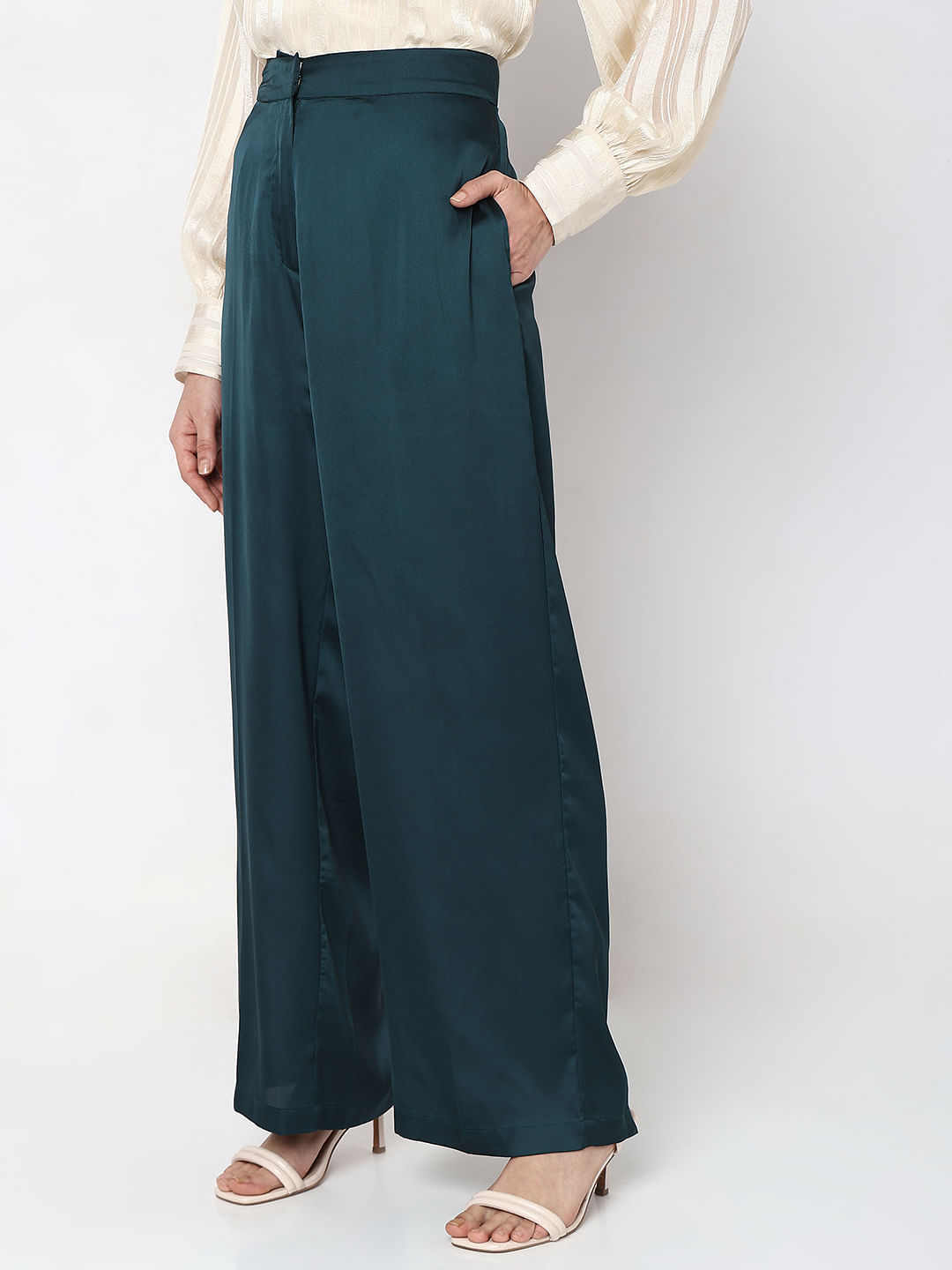 Alice + Olivia Dylan Satin High-Rise Wide-Leg Pants - Bergdorf Goodman