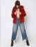 Red Faux Fur Hooded Jacket