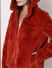 Red Faux Fur Hooded Jacket
