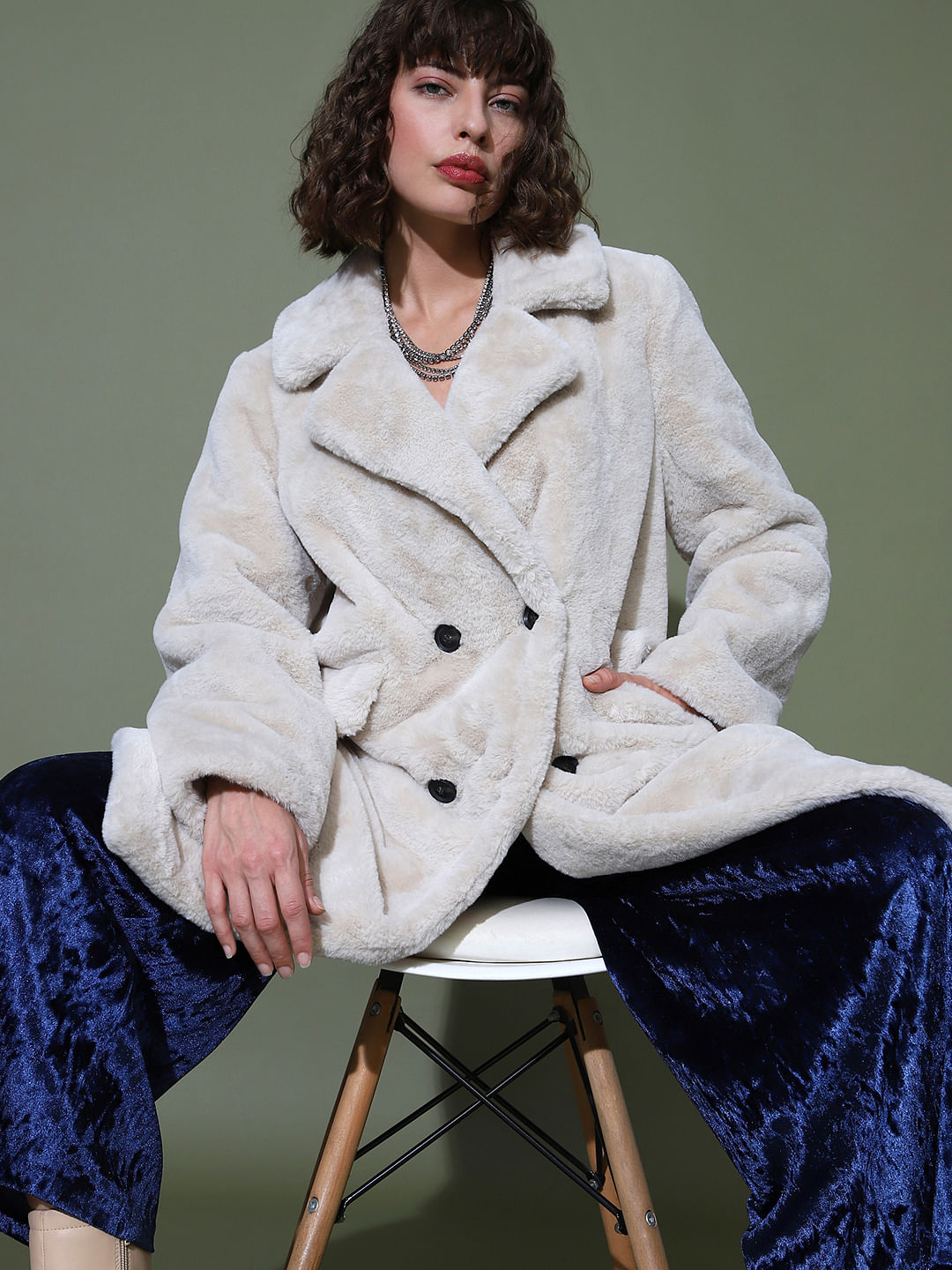 Full length white on sale faux fur coat