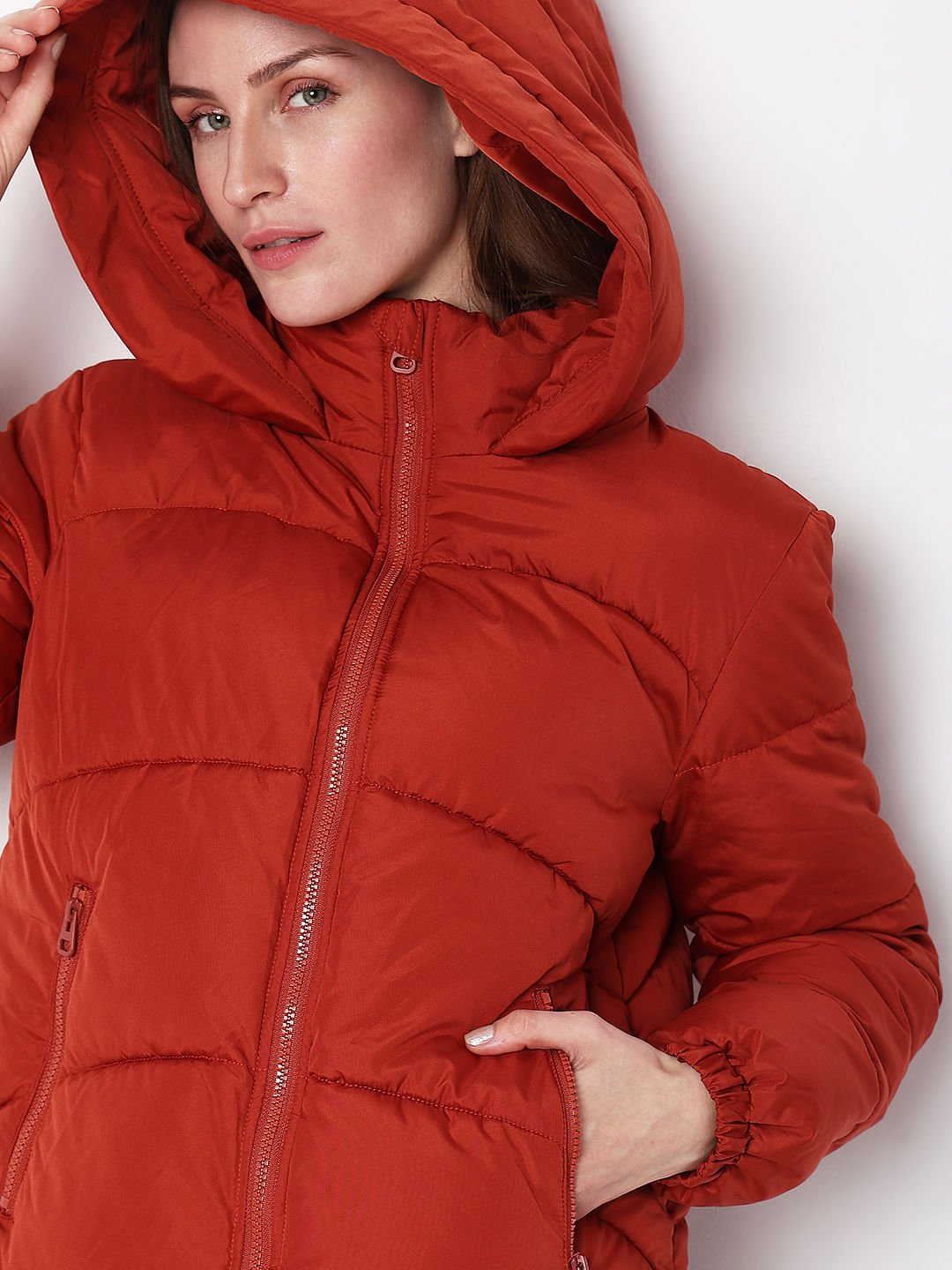 Next red padded on sale jacket