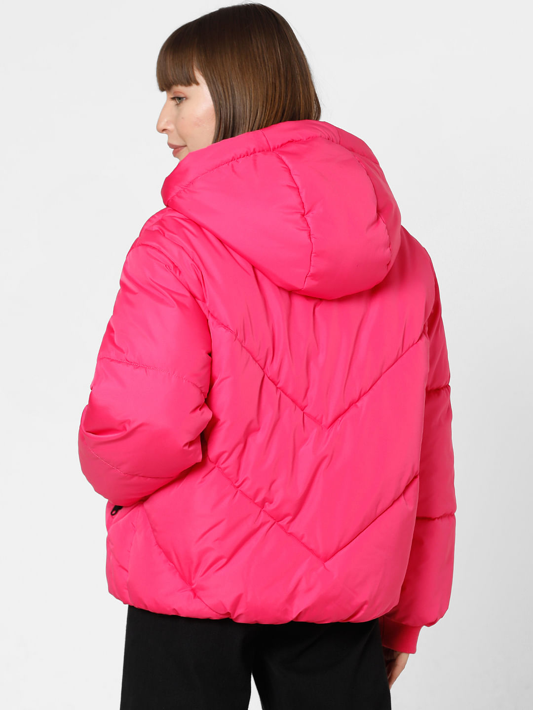 Hot pink sale puffer jacket women's