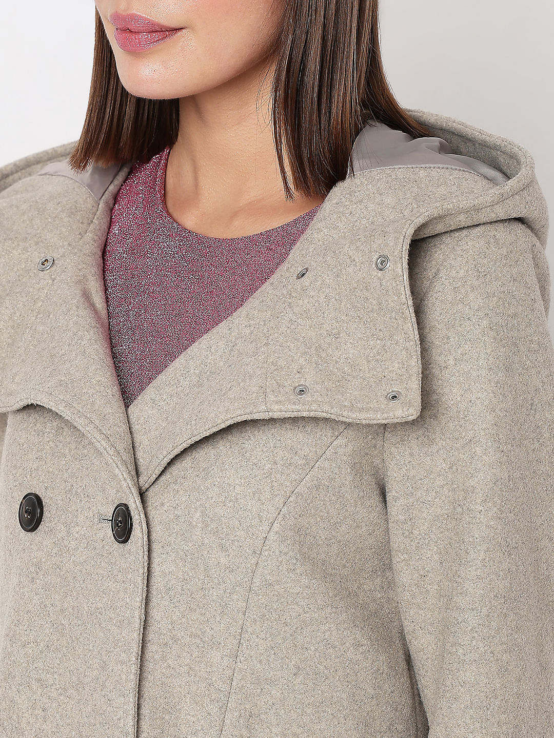 Grey trench hotsell coat with hood