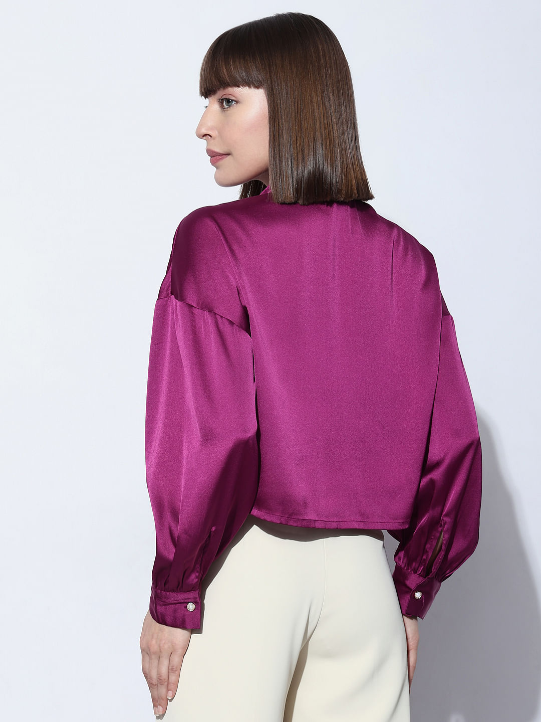 Zeagoo Women's Satin Blouse V-Neck Causal Satin Blouses