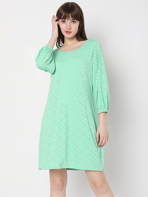Light Green Knitted Shift Dress
