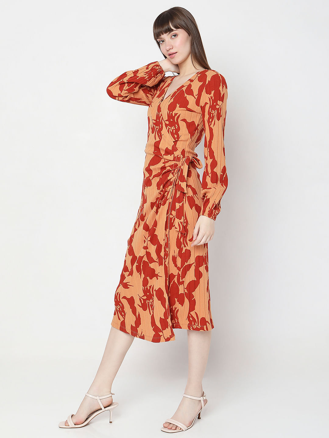 Boohoo Faye Floral Print Strappy Midi Bodycon Dress, $35 | BooHoo |  Lookastic