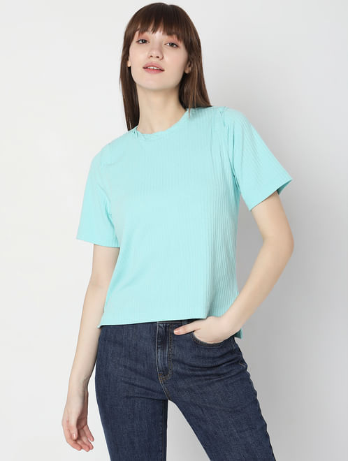 Light Blue Ribbed Top