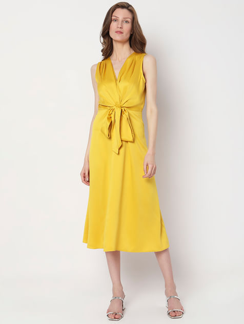 Yellow Midi Sleeveless Dress