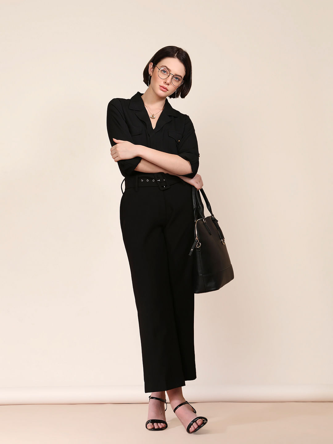 MAGRE Bottoms Pants and Trousers  Buy Magre Black Belted Peg Pants Online   Nykaa Fashion