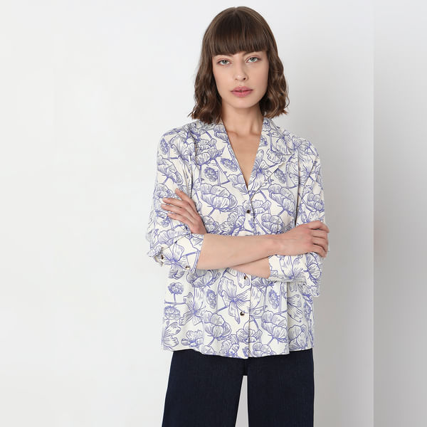 VERO MODA Blue Floral Print Shirt