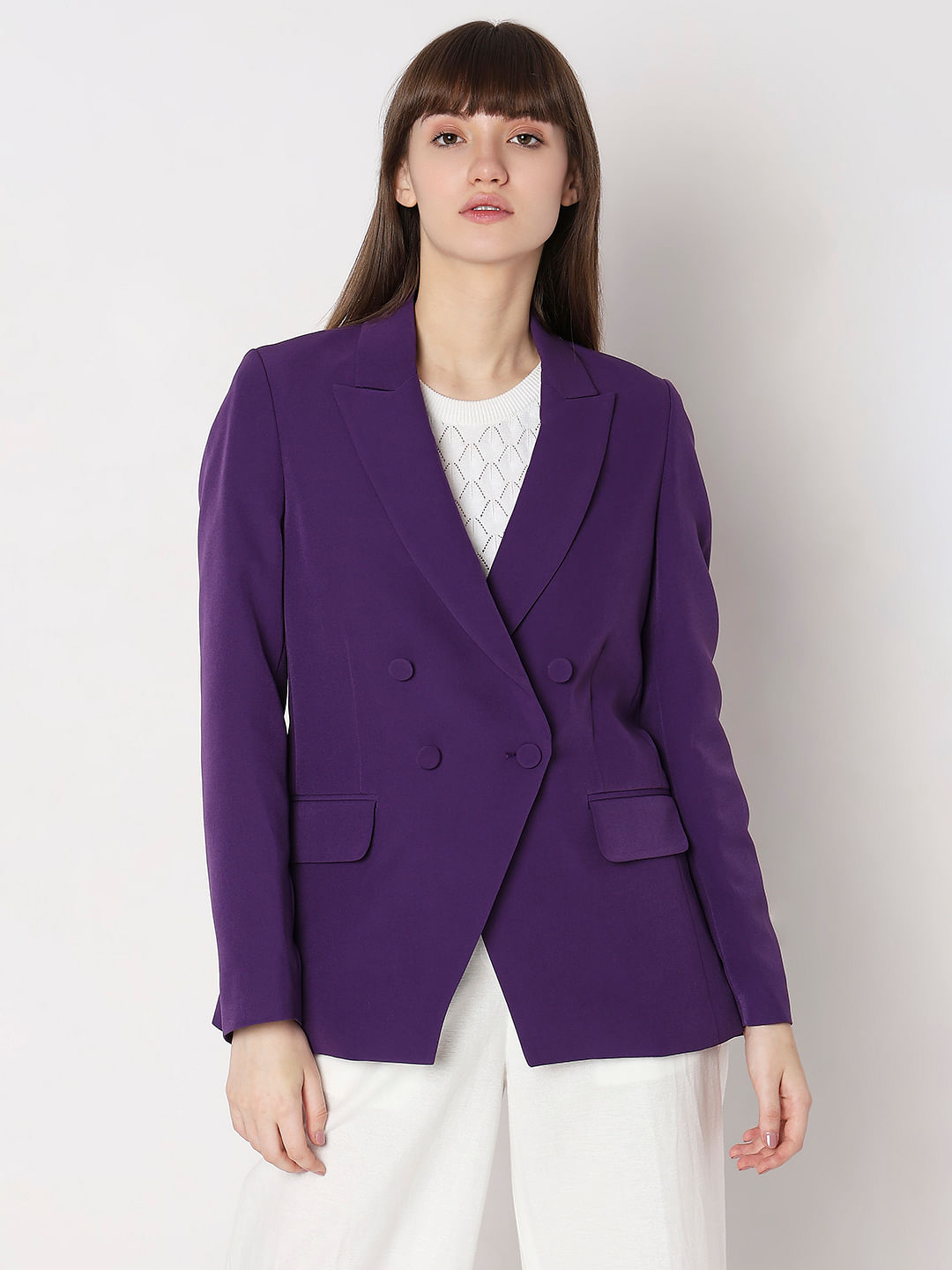 Purple Double Breasted Blazer