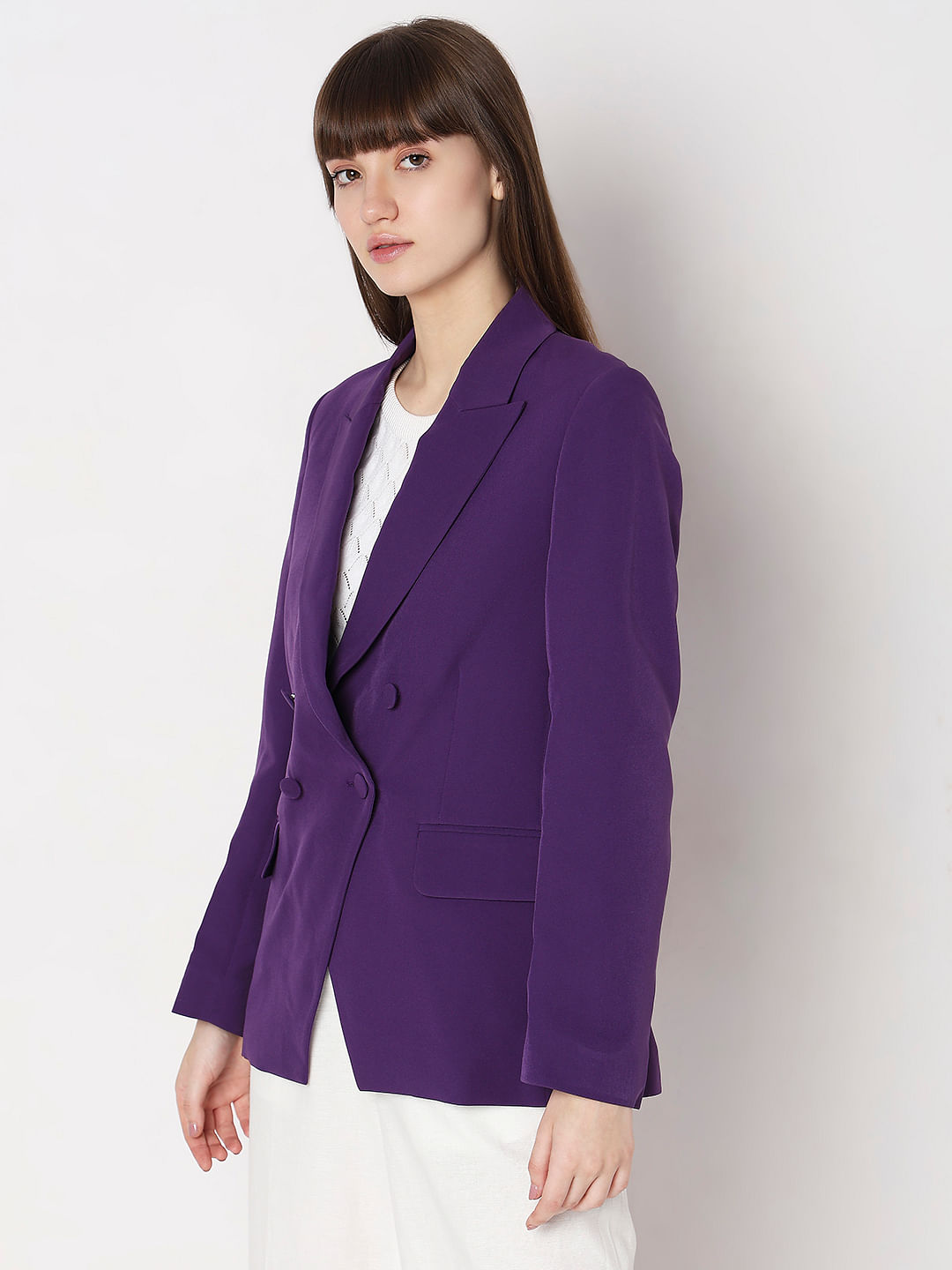 Purple Double Breasted Blazer