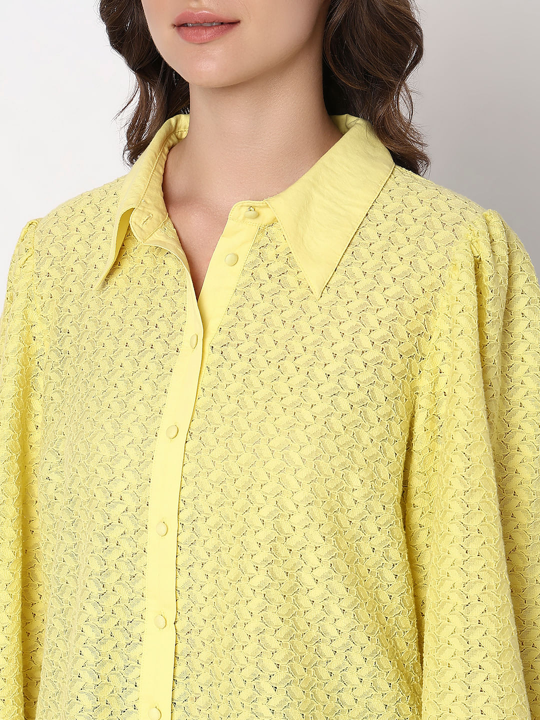 Yellow cheap lace shirt