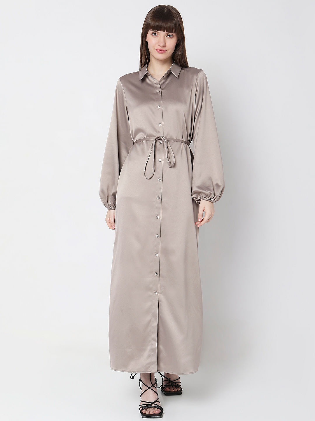 Maeve Linen Button-Front Belted Maxi Shirt Dress | Anthropologie