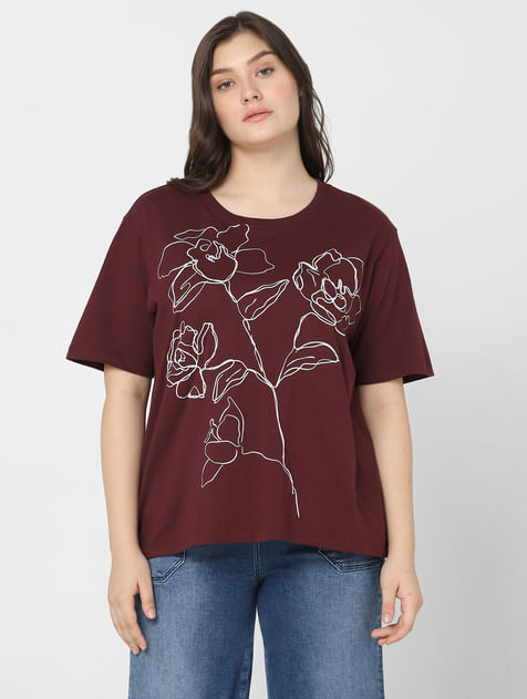 Maroon Printed T-shirt
