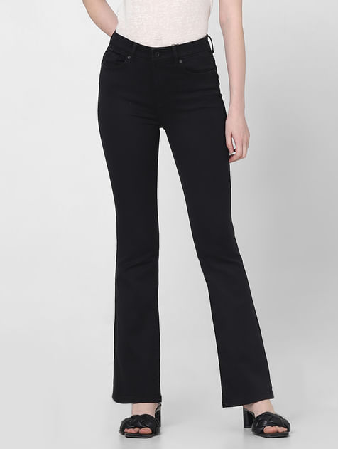 Black Mid Rise Bootcut Jeans