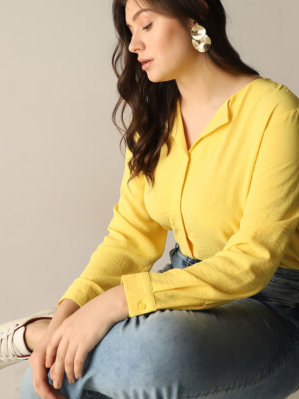 Yellow Full Sleeves Top