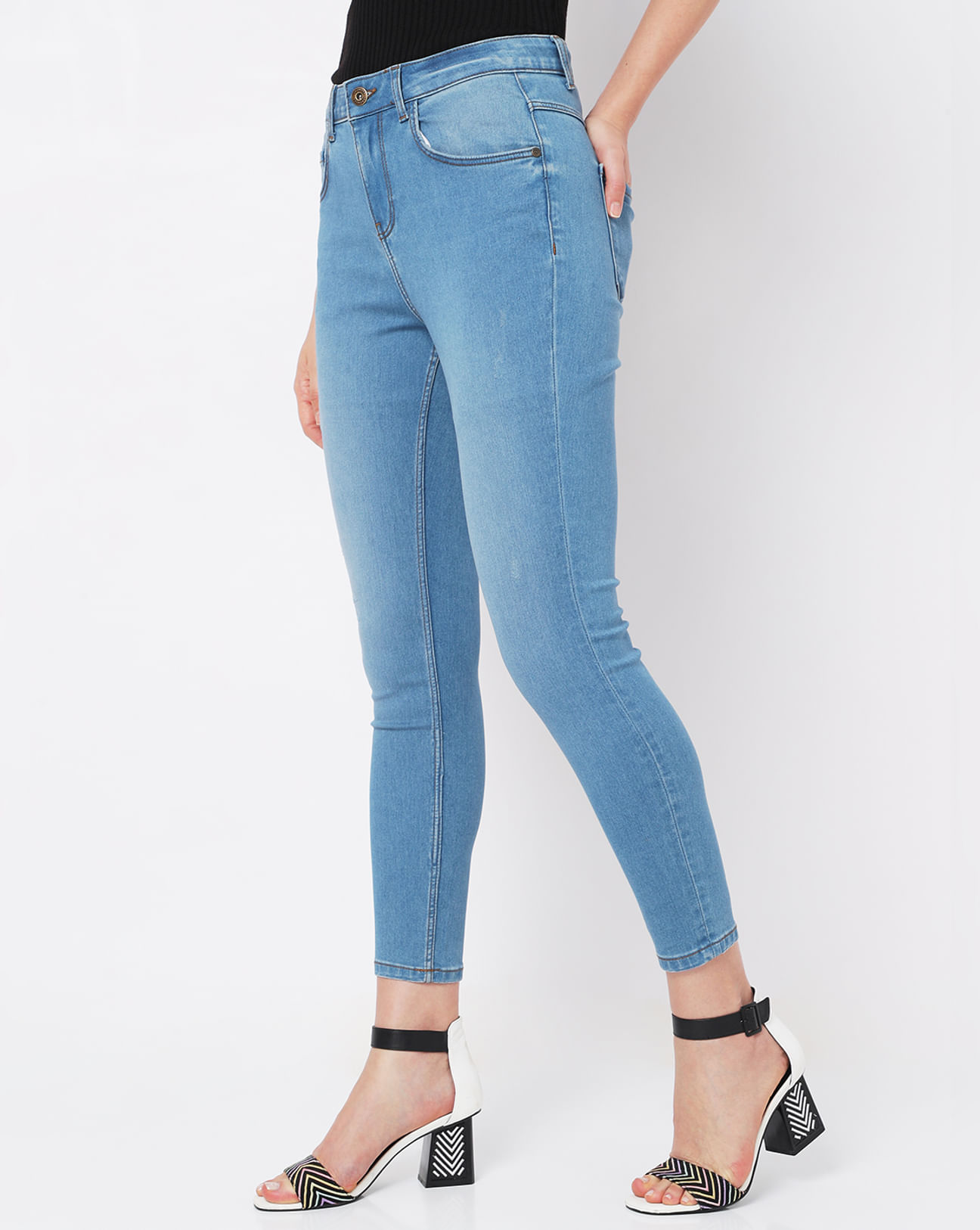 Light Blue High Rise Wendy Skinny Jeans|102456003