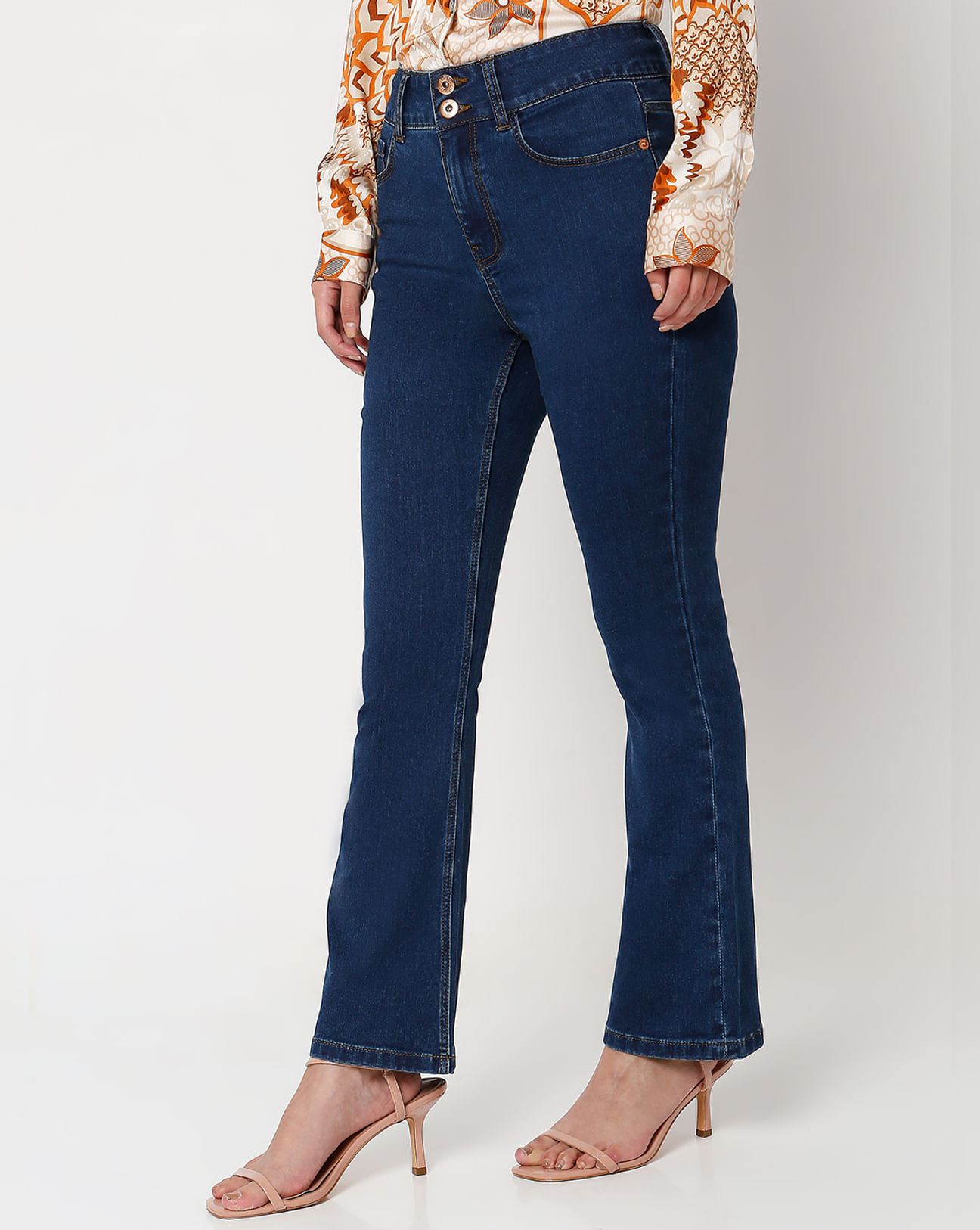 Y2K Mudd Bootcut Jeans Women's size 7 Medium Wash Red Stitching BBB8084X