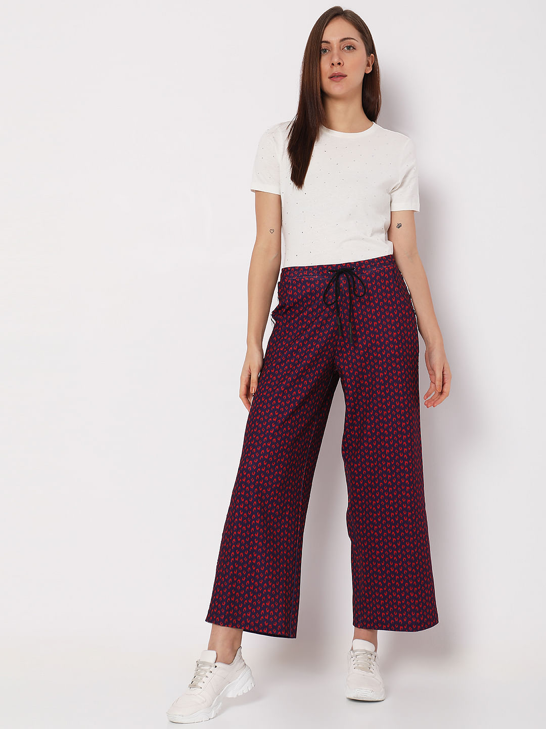 Printed Wide Leg Trousers in Moro – Olivia May